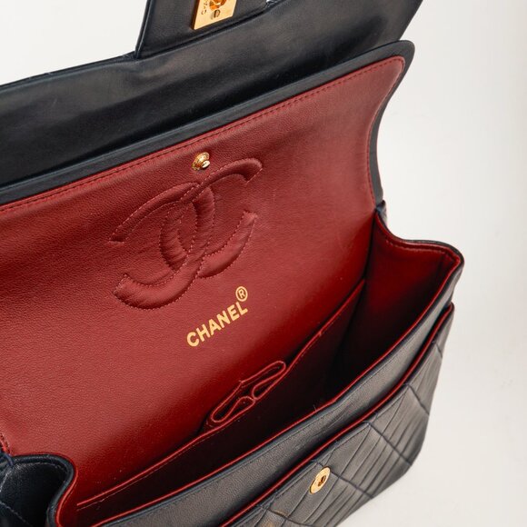 Chanel Navy Lambskin Leather Classic Medium Double Flap Shoulder Bag - Picture 13 of 16